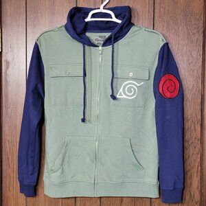 🔥 NARUTO SHIPPUDEN Zip Front Hoodie - Unisex - Size M - Army Green Blue - NICE